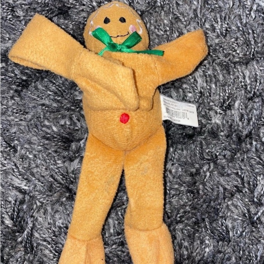 Gingerbread Plush Toy with Green Bow